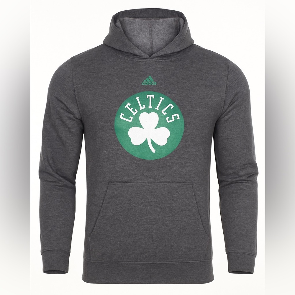 Adidas NBA BOSTON CELTICS LOGO GREY/ Green fleece hoodie size large